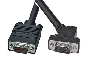 L-COM CTL3VGAMM-3BR Computer Cable, HD-15 Plug, 45° HD-15 Plug, 3 ft, 914.4 mm, Black, CTL3VGAMM-BR Series