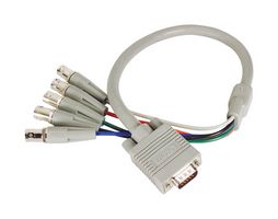 L-COM CTL5CAR-2T Cable de Audio / Video, HD-15 Receptáculo, 5 x Plugs BNC, 2 ft, 610 mm, Gris, CTL5CAR Series