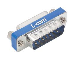 L-COM DGF15MF D Sub Connector Adapter, Standard D Sub, Plug, 15 Positions, Standard D Sub, Receptacle