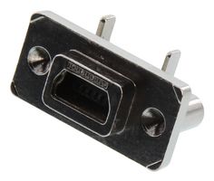 AMPHENOL COMMUNICATIONS SOLUTIONS MUSBB551042 USB Connector, Mini USB Type B, USB 2.0, Receptacle, 5 Positions, Panel PCB Mount, Vertical