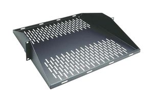 L-COM U2MS Rack Shelf, Black, Steel, Vented, 2U, 482.6 mm, 472.4 mm, L-com 19" Racks & Cabinets, 19 ", 18.6 "