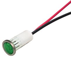 VCC / VISUAL COMMUNICATIONS COMPANY 1092D5-12V LED Panel Mount Indicator, Green, 12 V, 12.7 mm, 25 mA, 12 cd