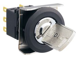 IDEC LBW6K-2T3VB Interruptor de Llave, Sostenido, 3PDT, LBW Series, 2 Posiciones, Agujero Pasante, 100 mA