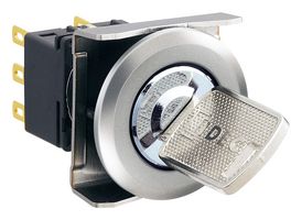 IDEC LBW6MK-2ST3VB Interruptor de Llave, Sostenido, 3PDT, LBW Series, 2 Posiciones, Agujero Pasante, 100 mA