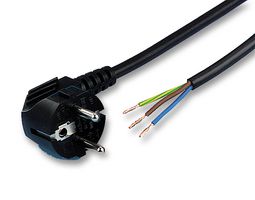 VOLEX X-285663A Mains Power Cord, CEE 7/7 Plug to Free End, 2.44 m, 16 A, 250 VAC, Black