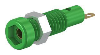STAUBLI 23.0050-25 Banana Test Connector, 2mm, Jack, Screw Mount, 10 A, 60 V, Gold Plated Contacts, Green
