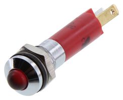 CML INNOVATIVE TECHNOLOGIES 19080350 LED Panel Mount Indicator, Satin Chrome Bezel, Red, 24 V, 8 mm, 17 mA, 1.2 cd, IP67
