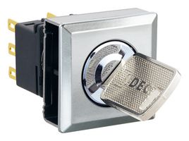 IDEC LBW7MK-2ST3VB Interruptor de Llave, Sostenido, 3PDT, LBW Series, 2 Posiciones, Agujero Pasante, 100 mA