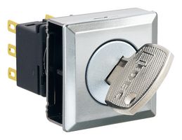 IDEC LBW7MK-2T2VB Interruptor de Llave, Sostenido, DPDT, LBW Series, 2 Posiciones, Agujero Pasante, 100 mA