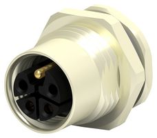 TE CONNECTIVITY T4141L12031-000 Conector para Sensor, M12, Female, 2 Power + PE Positions, PCB Hembra, Montaje en Panel Recto