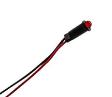 DIALIGHT 558-1101-027F LED Panel Mount Indicator, 14" Wire Leads, Red, 1.7 VDC, 3.96 mm, 2 mA, 2.4 mcd, Not Rated