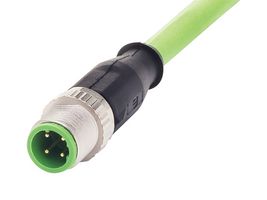 HARTING 21349200477100 Sensor Cable, D Coded, M12 Plug, Free End, 4 Positions, 10 m, 32.808 ft
