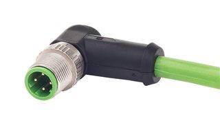 HARTING 21349400405100 Sensor Cable, D Coded, 90° M12 Plug, Free End, 4 Positions, 10 m, 32.808 ft