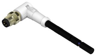 TE CONNECTIVITY T4061210004-005 Sensor Cable, IP67, Shielded, 90° M8 Plug, Free End, 4 Positions, 5 m, 16.4 ft, T40 Series
