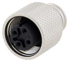L-COM M124DF-MLD Sensor Connector, M12, Female, 4 Positions, Solder Socket, Straight Panel Mount