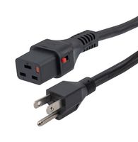 L-COM C19LN515P-15-3F Cable de Alimentación, NEMA 5-15P a IEC 60320 C19, 914.4 mm, 15 A, 125 V, Negro