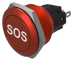 EAO 82-6751.1000.B015 Interruptor (Switch) Antivandalismo, 82 Series, 22 mm, SPDT, Momentáneo, Al Ras Redondo, Rojo