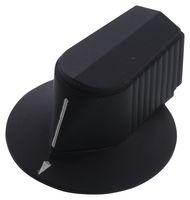 EHC (ELECTRONIC HARDWARE) MS91528-1B2B Perilla, Round Shaft, 6.35 mm, Plastic, Puntero de Barra con Bisel, 17.78 mm