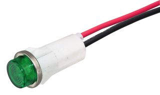 VCC / VISUAL COMMUNICATIONS COMPANY 1092C5-125VAC LED Panel Mount Indicator, Green, 125 VAC, 12.7 mm, 25 mA, 12 cd, Not Rated