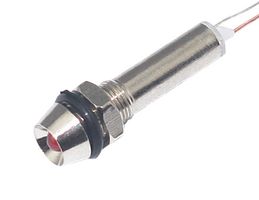 MALLORY SONALERT FL1M-6CJ-1-R12V Indicador de Montaje en Panel LED, Rojo, 12 VDC, 6 mm, 20 mA, 1.5 cd, IP65
