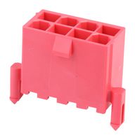 MOLEX 172447-0408 Cabezal de Pin, Rojo, Cable-a-Tarjeta, 4.2 mm, 2 Líneas, 8 Contactos, Recto Agujero Pasante