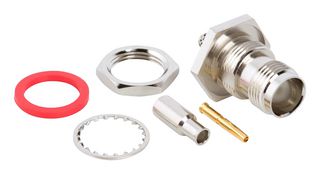 AMPHENOL RF 122193 Conector Coaxial / RF, TNC Coaxial, Jack Pasamuro Recto, Solder, Crimp, 75 ohm