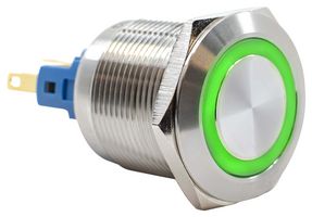 E-SWITCH PV7F2Y0SS-334 Vandal Resistant Switch, 12V LED, PV7 Series, 0.87 ", SPDT-DB, Off-(On) / On-(Off), Round Flat