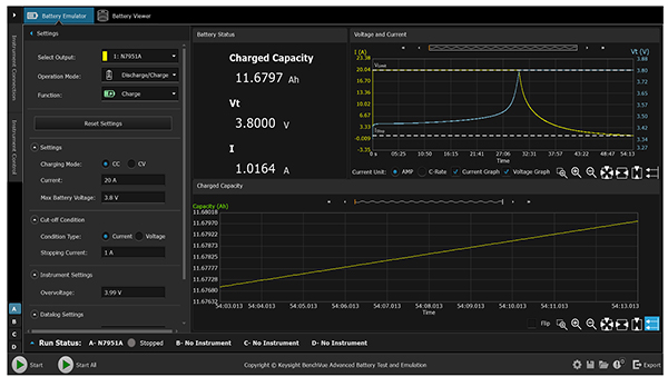Visually tracking battery charging using BV9210B / 11B software